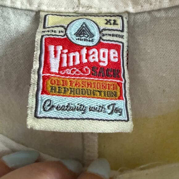 JUNK Vintage Sack | Flour Sack Wide Leg Crop Overalls Lemonade | Extra Large - Picture 5 of 10